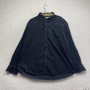 Retreat Black Corduroy Button Up Oxford Shirt Mens Large Retro Outdoor Camp